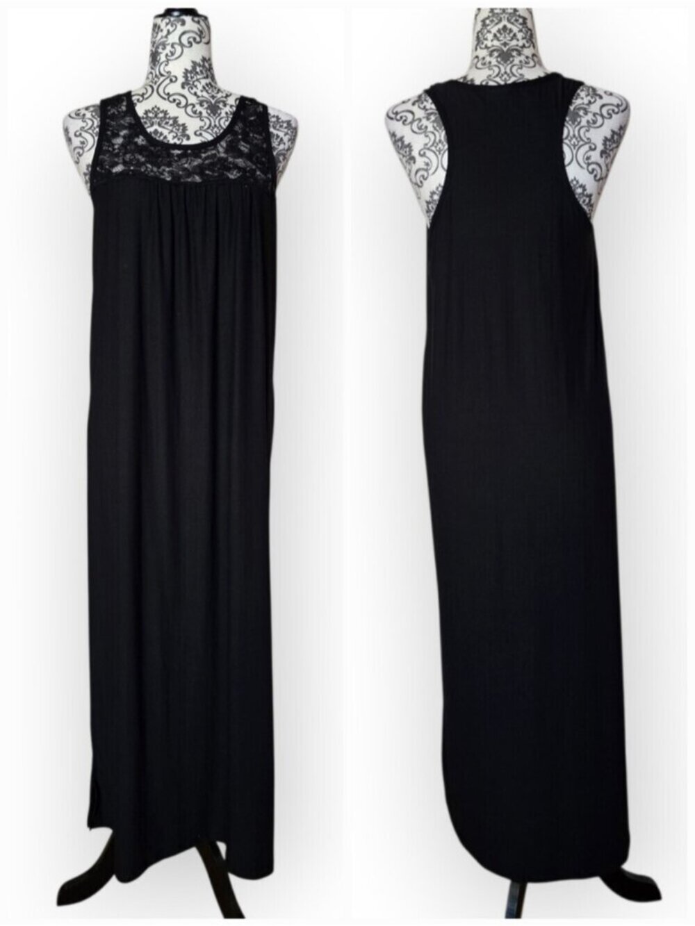 Cynthia Rowley Sleeveless Racerback Maxi Dress Black Size Medium